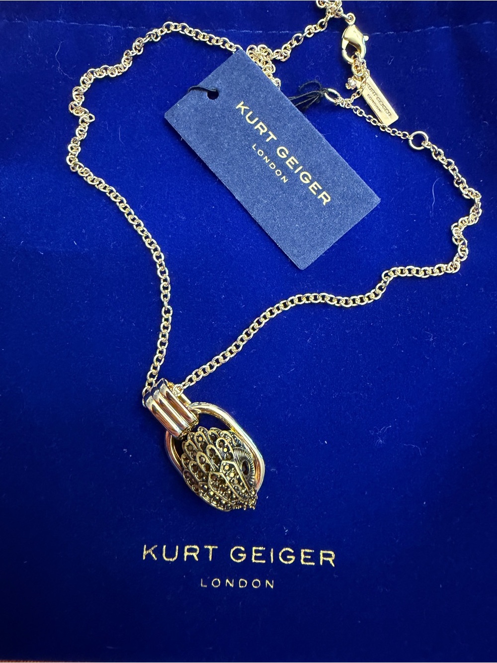 Kurt Geiger Gold Filigree Locket-Style Pendant Necklace